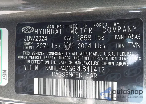 2024 Hyundai Elantra Limited z USA, uszkodzony, nr VIN KMHLP4DG6RU841412